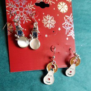 2/10$ NWT Snowman and reeindeer christmas holiday earrings